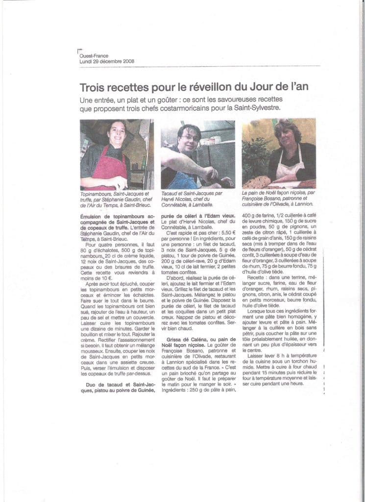 Ouest France 29-12-2008
